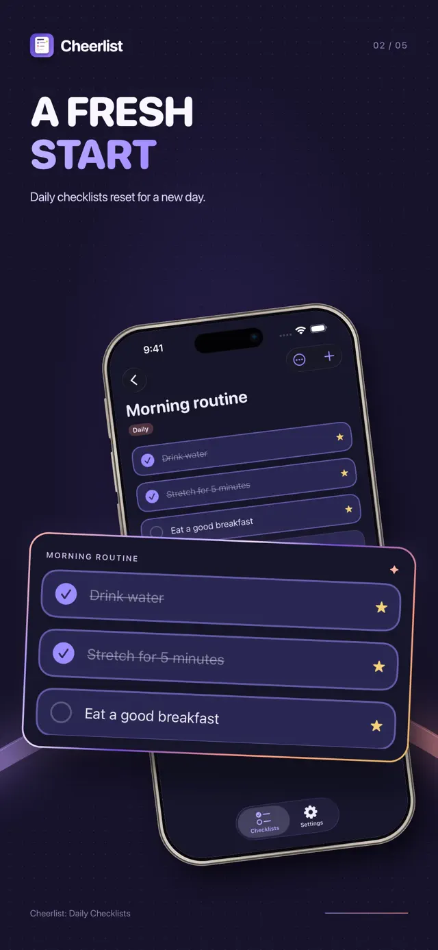 Cheerlist: Daily Checklists — App Store screenshot 2